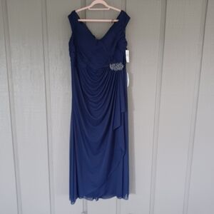 Alex Evenings 432893 Long A line Dress Size 20W Mother Of Bride Off The Shoulder